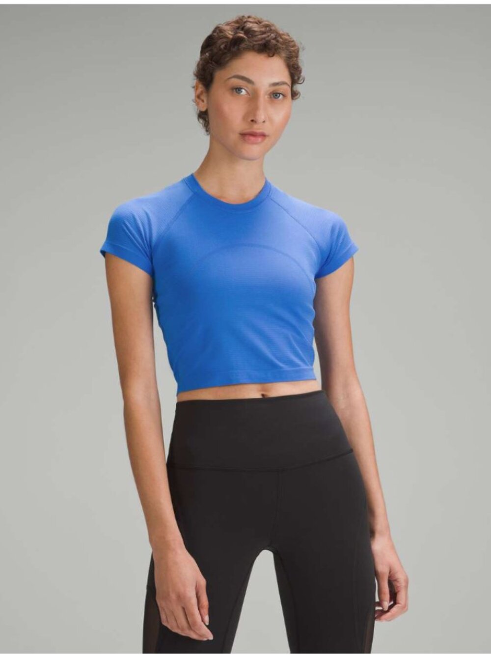 Lululemon Swiftly Tech Cropped Short-Sleeve Shirt 2.0 Pipe Dream Blue Sz 12